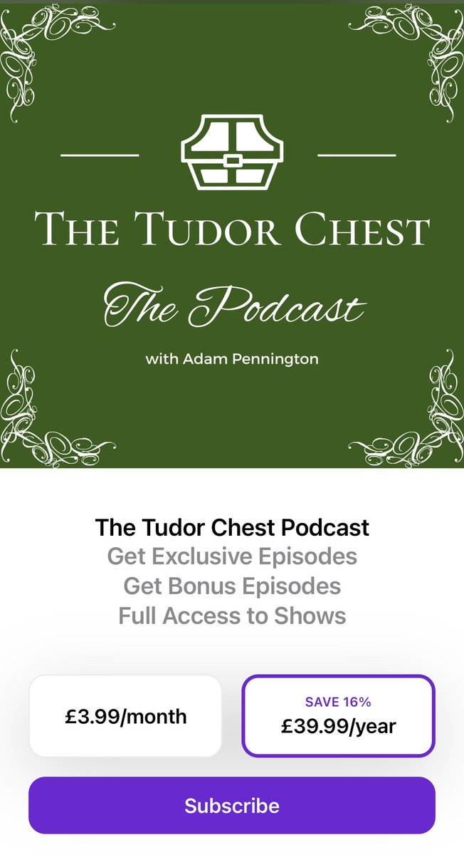 For just £3.99 a month or £39.99 for a full year you can get get access to all Tudor Chest podcasts, including my weekly subscriber only episodes, all via Apple Podcasts 🎙️🤩

#tudors #thetudors #anneboleyn #henryviii