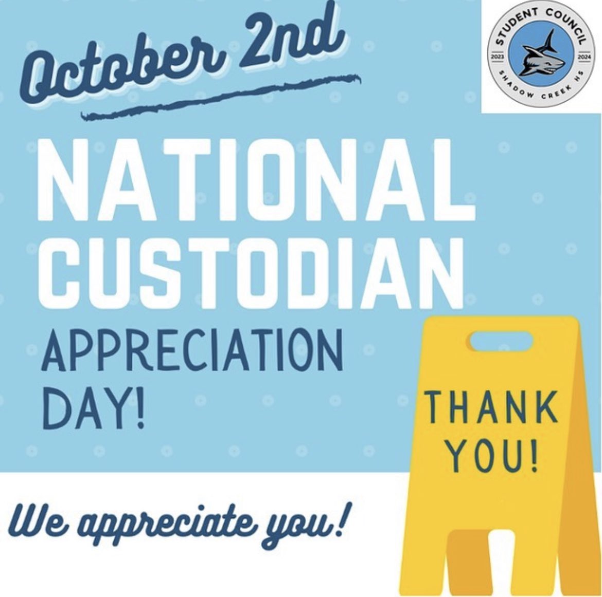SharksSection's tweet image. It’s Custodian Appreciation Day! Thanks for all that you do at SCHS! We appreciate you! 💙