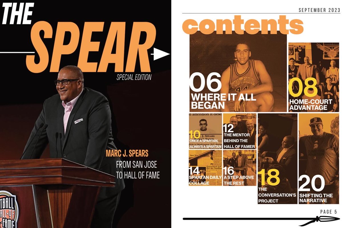 TheSpearSJSU's tweet photo. The Spear editors presented our latest magazine to Marc J. Spears, 2023 recipient of the William Randolph Hearst Foundation Award. 

You can read the digital magazine on https://t.co/gimlepppSx https://t.co/YZ2f3Djtti
