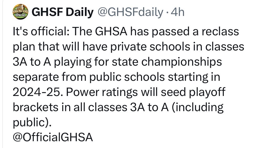 Well, it looks like the state of Georgia has made a huge stance on a hot topic in the #PalmettoState. Your thoughts 🤔 💭 ? #SCHSL #SouthCarolinaHighSchoolSports