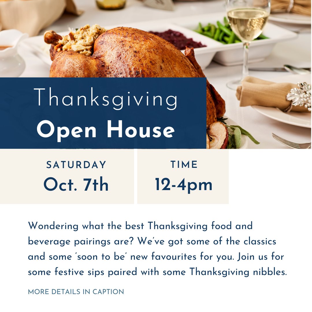 Get ready for your Thanksgiving by starting at our Open House this Saturday 🍷Find the ideal pour for your Thanksgiving dinner. Taste your way through curated wines, spirits and beers handpicked to pair with your Thanksgiving spread. #Thanksgiving *wine only at the Langford store