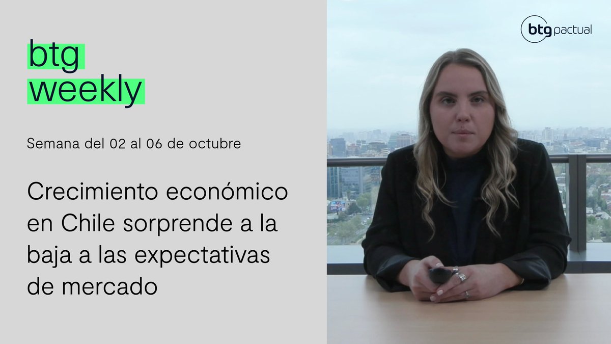 btgpactualchile's tweet photo. #BTGWeekly: Crecimiento económico en Chile sorprende a la baja a las expectativas de mercado
Te invitamos a revisar el Informe Semanal de Mercados preparado por Valentina Carvajal y el equipo de BTG Pactual Wealth Management.
Revísalo aquí: https://t.co/FIi53fDiKD https://t.co/ofdlgVxqTd