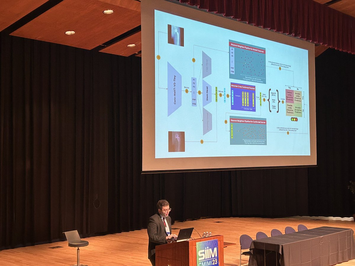 Amazing presentation on application uncertainty quantification in MSK #radiology by <a href="/PRouzrokh/">Pouria Rouzrokh, MD</a>.
#CMIMI23 <a href="/SIIM_Tweets/">SIIM</a> <a href="/MayoAILab/">MayoAILab</a> <a href="/Mayo_OSAIL/">MayoOSAIL</a>