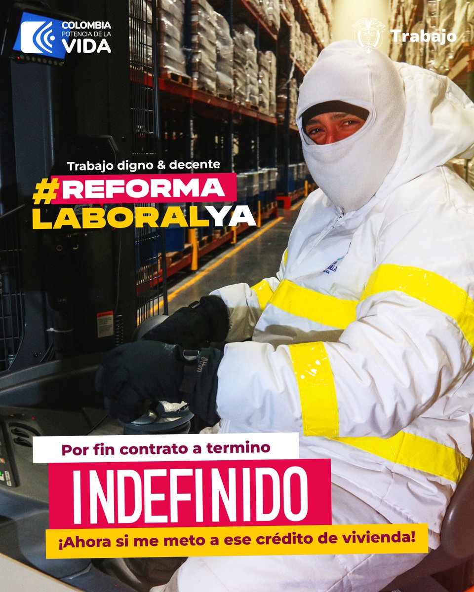 MintrabajoCol's tweet photo. Con un contrato a término indefinido, puede hacer planes a futuro sin el temor de que no le renueven el contrato. Se elimina la incertidumbre y se fortalece la certeza. #ReformaLaboralYa. https://t.co/DLbAgYmI0E