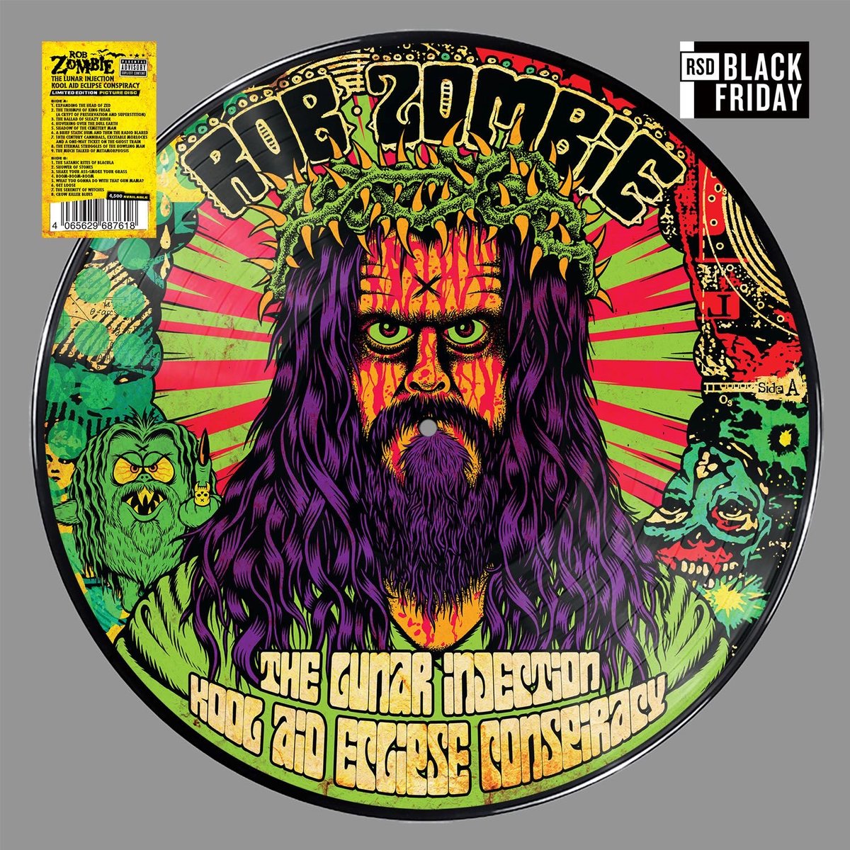 Limited edition picture disc vinyl of The Lunar Injection Kool Aid Eclipse Conspiracy is coming as part of @RecordStoreDay Black Friday. Find more info and a participating indie record store near you at geni.us/RobZombie-RSD-… #RobZombie #RSDBlackFriday #RSDBF