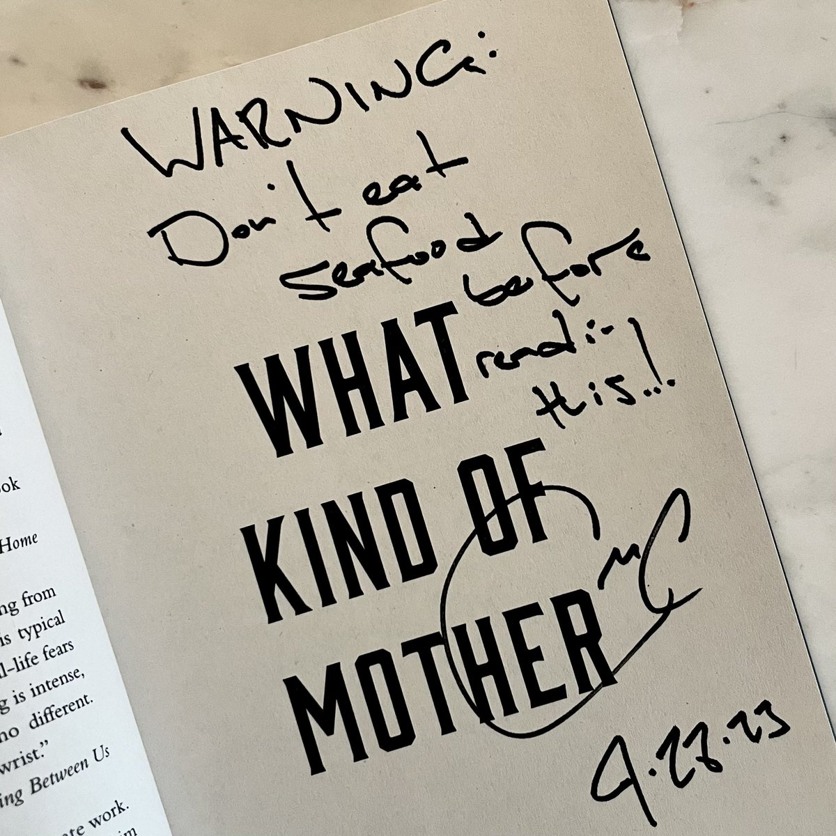 In honor of <a href="/claymcleod/">Clay McLeod Chapman</a> WHAT KIND OF MOTHER being named to Esquire’s Best Horror Books of 2023, I’m giving away this sweet HC copy signed by the man himself! Just follow me and RT this post to enter. I’ll pick one lucky winner on Thursday 10/5. U.S. ONLY (Sorry!) #BookGiveaway