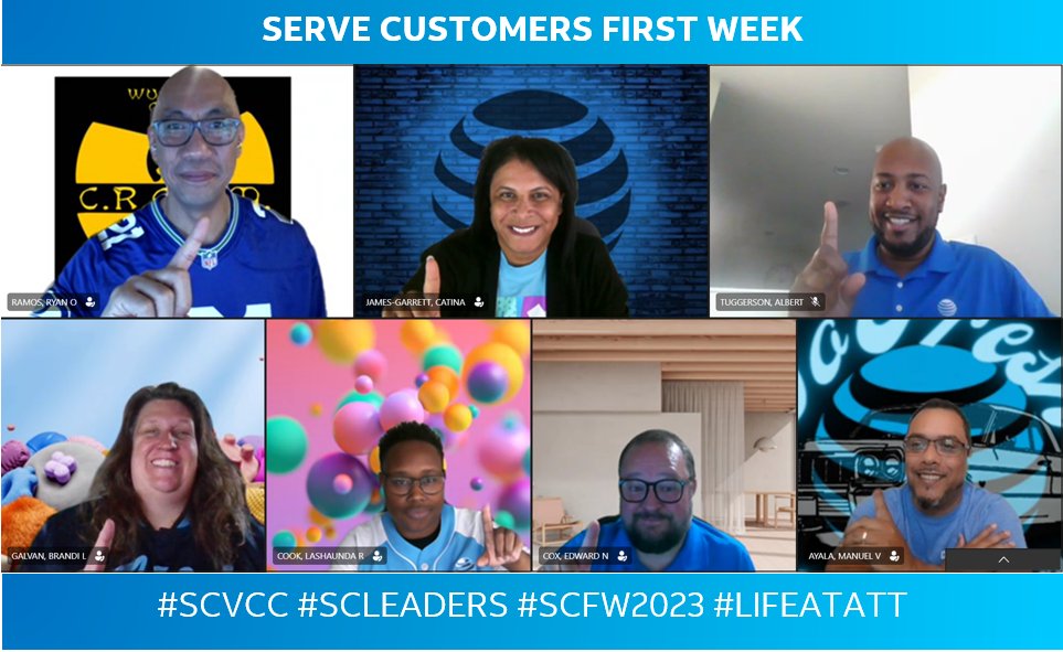 Our awesome leaders representing their blue for #SCFW2023 
@cj5951Cat
<a href="/lashaunda_cook/">LC</a>
<a href="/ma7584Fresh/">Manuel Ayala</a>
<a href="/edwardcox75/">Edward Cox</a>
<a href="/WuTangVCCMSS/">Wu Tang Clan</a>
#WINAS1FAM #LifeAtATT  #GuinningTogether #MBCGoodStuff  #SCVCC
