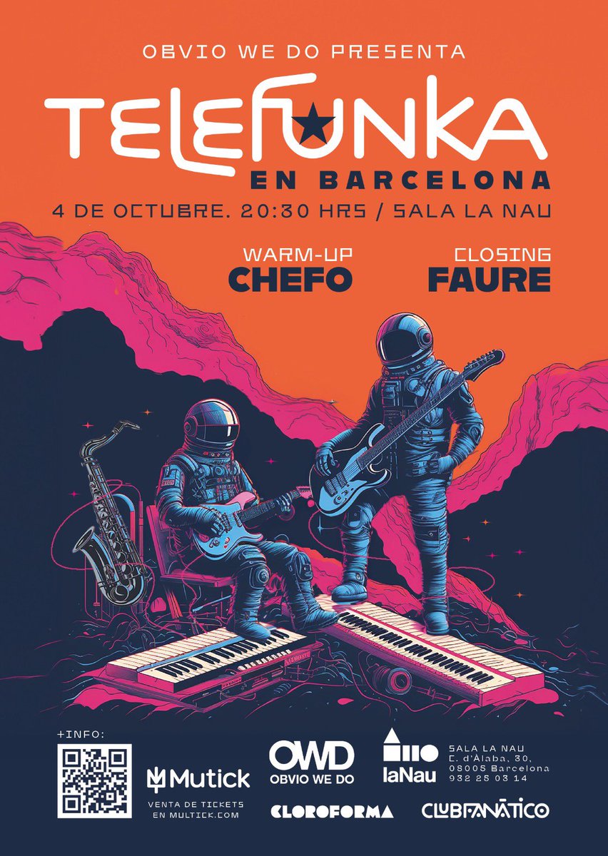 ¡Este 4 de octubre en Barcelona!
Sala La Nau
Puertas 20:30
Tickets mutick.com/e/entradas-tel…