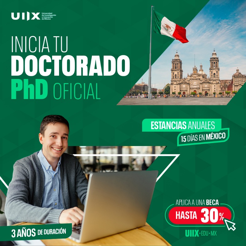 UIIXUniversidad's tweet photo. 🎓Oferta académica de Doctorados oficiales en: Educación, Administración de Empresas y Dirección de Proyectos .
✈️ Estancias anuales de 15 días en México.
Aplica ahora https://t.co/aIj13wR1eR y obtén una BECA del 30% >