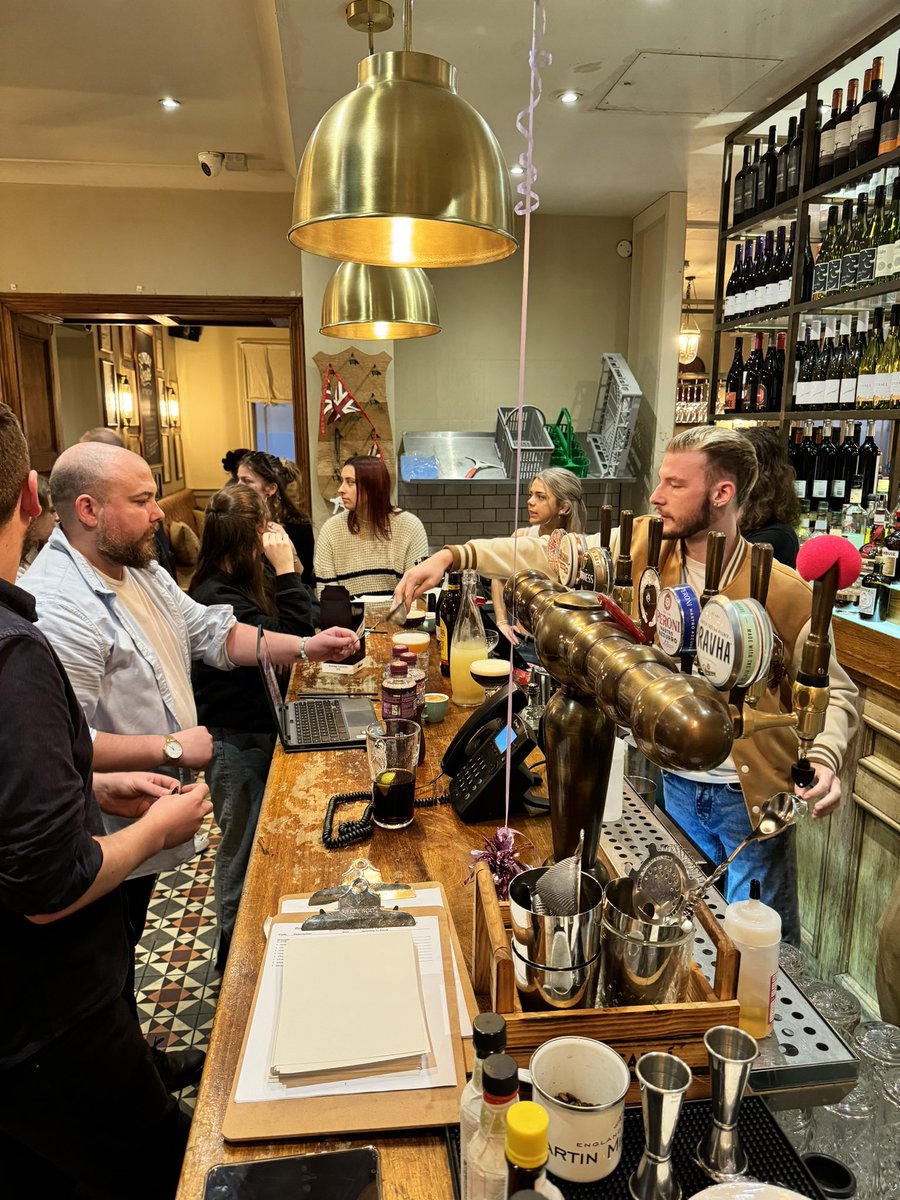 bishopkingston's tweet image. GM Carl &amp;amp; Deputy Ben training some new recruits today in the delicate art of mixology! #youngspubs #yfactor