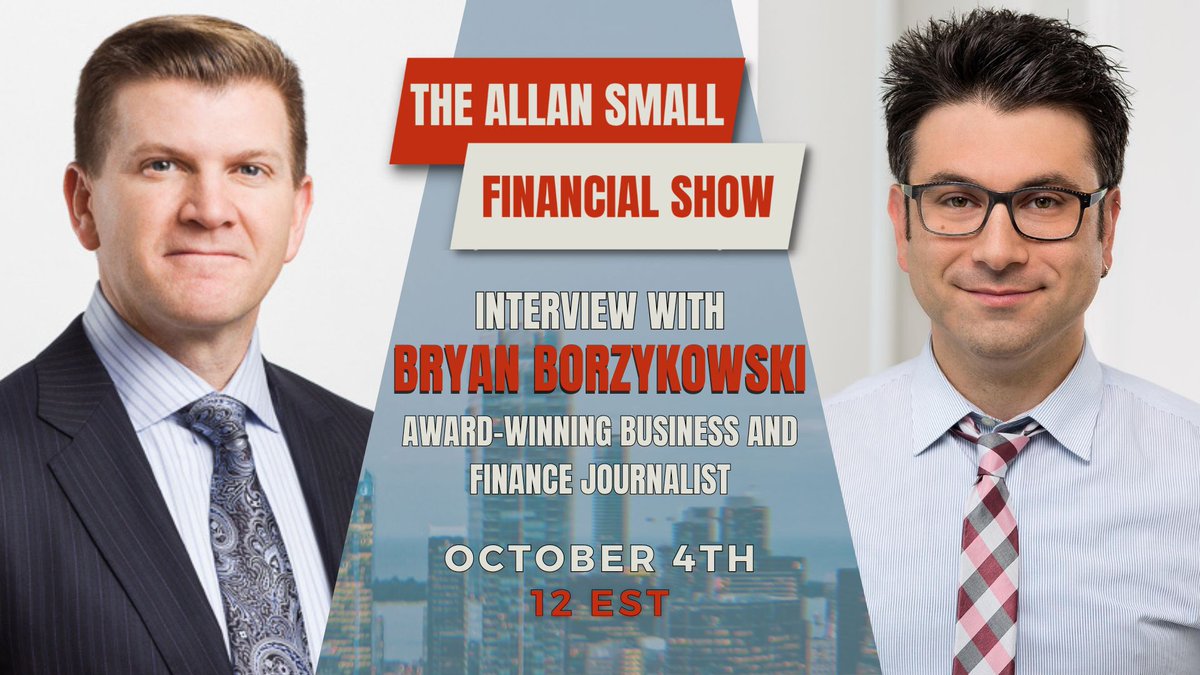 Allan Small (@allansmallgta) on Twitter photo I am excited to welcome <a href="/bborzyko/">Bryan Borzykowski</a> to The Allan Small Financial Show as my special guest on Wednesday OCT 4 at 12noon EST. We will discuss the rising #interestrate environment and the effects of a slowing #economy on all of us! Please tune in.
youtube.com/watch?v=HlQ3X-… I am excited to welcome <a href="/bborzyko/">Bryan Borzykowski</a> to The Allan Small Financial Show as my special guest on Wednesday OCT 4 at 12noon EST. We will discuss the rising #interestrate environment and the effects of a slowing #economy on all of us! Please tune in.
youtube.com/watch?v=HlQ3X-…