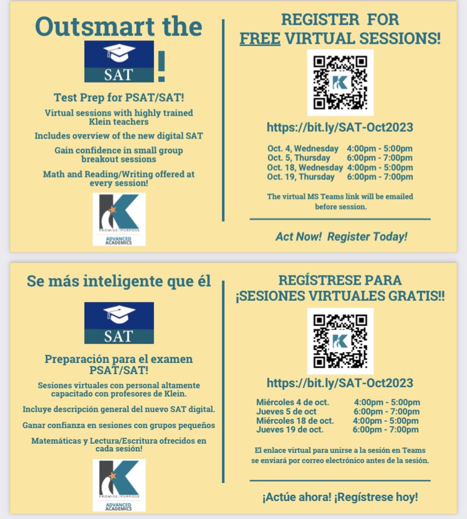 KAdams_Vistas's tweet image. Prep for the PSAT &amp;amp; SAT!!!🎓🎓🎓 
#promise2purpose
 #thefutureisyours
