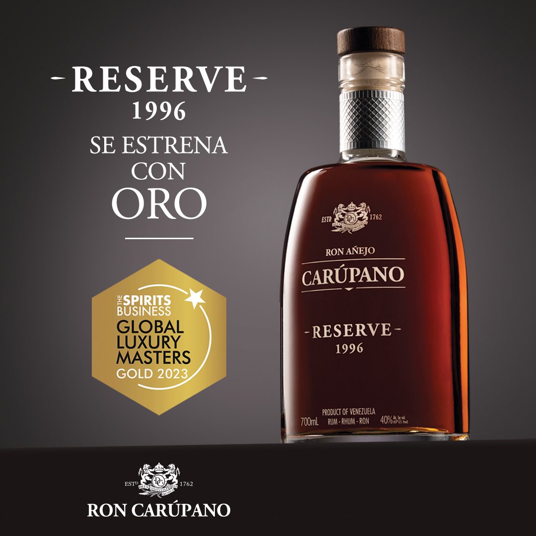 RonCarupano's tweet photo. Ron Carúpano Reserve 1996 debuta con Oro en The Luxury Masters Competition 

En la reciente edición The Luxury Masters Competition 2023, Ron Carúpano Reserve 1996 se convirtió en el único ron venezolano premiado con el mayor galardón en la categoria Dark Ultra Premium Rum. https://t.co/mww41HCgcj