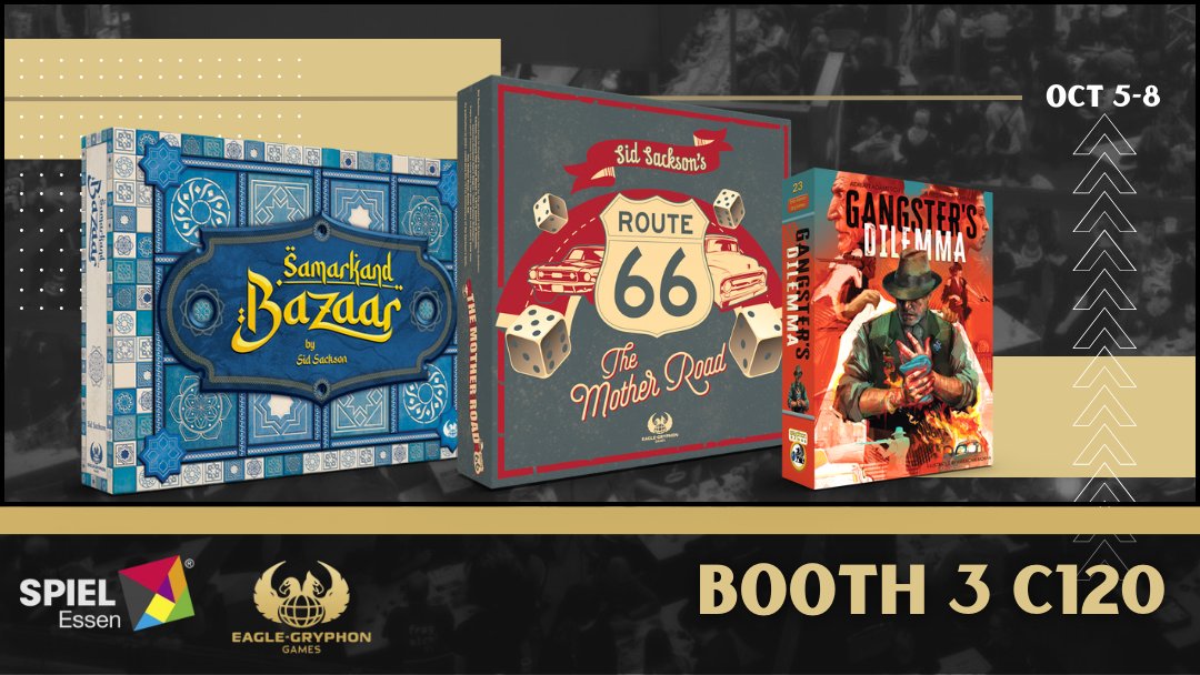 EagleGryphon's tweet photo. Are you attending Spiel Essen this year? Stop by Booth 3 C120 and check out the games we are bringing! Plus, we'll have expansions, maps and upgrades, so come check us out and ask any questions you have! See you there! #spielessen #eaglegryphongames #skelliggames https://t.co/e4CMl2ulXC