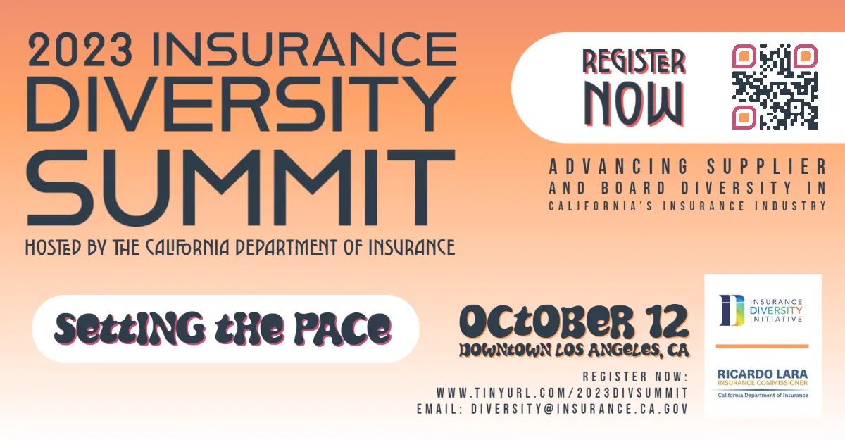 InsAgentEngine's tweet photo. Join the CA Department of Insurance on Oct 12th for their annual Insurance Diversity Summit. Dive into policy talks, networking, and industry updates. Details: https://t.co/esKb6keYh6
#CAInsurance #InsuranceSummit #Diversity https://t.co/4aCPF8L3Fj
