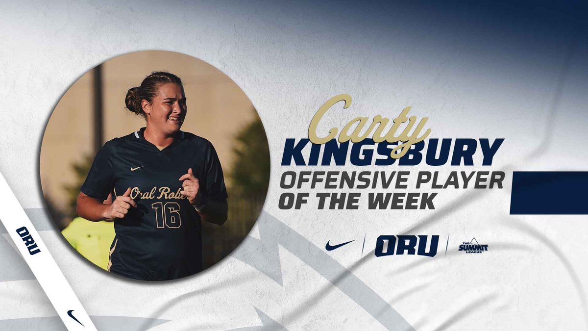 Carty Kingsbury named @thesummitleague Women’s Soccer Offensive Peak Performer of the Week 🤩 Congrats Carty!

📝: shorturl.at/tIKU6

#ORUWSOC | #GoldenStandard