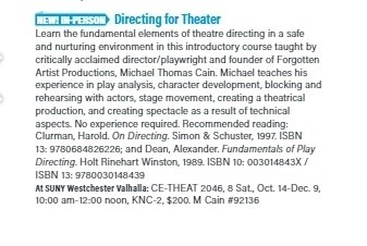 MichaelThomCain's tweet photo. #Teaching #Directing for #Theater #class at @SUNY #WestchesterCommunityCollege and there's still time to #register! #continuingeducation intro. #course.  #Valhalla #Campus
8 Saturdays, Oct 14-Dec 9,
10AM-12PM Register at 914-606-6830 (option 1). 
Code #92136 #theater #directing https://t.co/HsXYl2uM7F