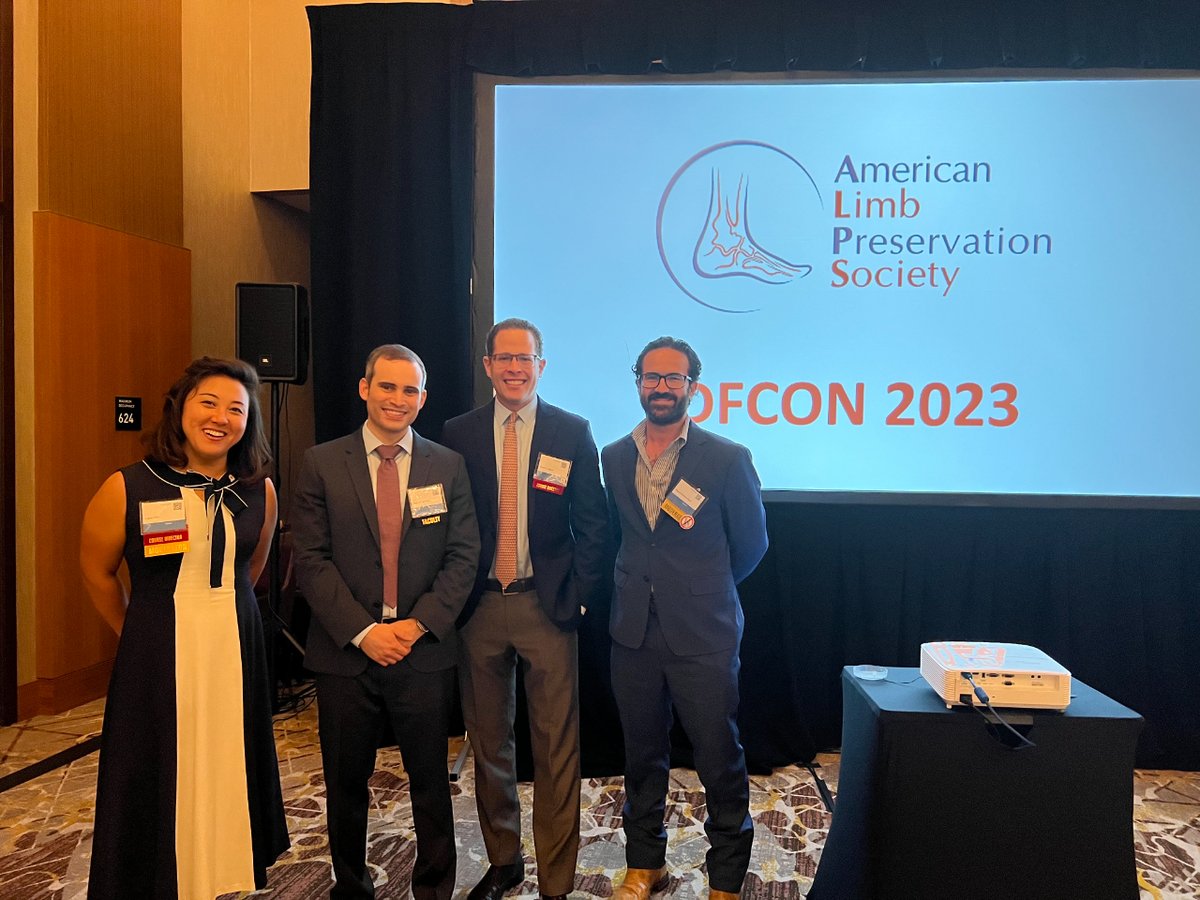 WCAdvantage's tweet photo. Proud moment at #DFCon2023 with four of the five panelists on 'Battle of the Toe &amp; Flow' were Wound Care Advantage providers: Laura Shin DPM, Miguel F. Manzur MD, Brian D. Lepow DPM, and Miguel Montero Baker MD. 

https://t.co/CLcyeZWsNb

 #DFCon23 #ActAgainstAmputation #ALPSlimb https://t.co/Dxvx8EXU2C