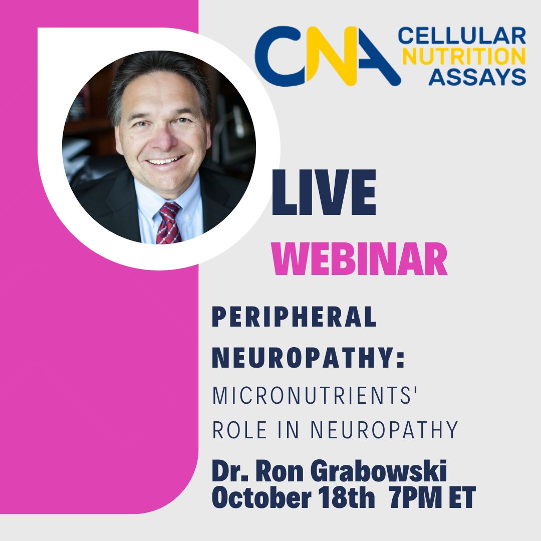 CellScienceSys's tweet image. Reserve Your Spot! 📷LIVE Webinar: &apos;Micronutrients&apos; Role in Peripheral Neuropathy&apos;, October 18th at 7:00 PM ET

Join Dr. Ron Grabowski as he addresses nutritional considerations for #peripheralneuropathy! Recording will be available to all registrants. 📷
lnkd.in/eCMuWcXs