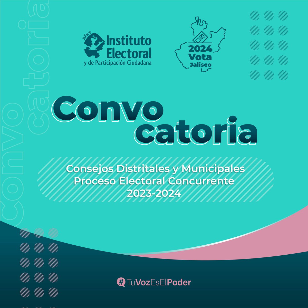 iepcjalisco's tweet photo. 🟢 Si te interesa ser parte de los Consejos Municipales Electorales para las elecciones de 2024, tienes hasta el 29 de febrero para enviarnos tu solicitud de registro.

¡Sé parte de las elecciones más importantes de Jalisco! ✅️ 

👉Convocatoria: https://t.co/VNJ0l2XxQy https://t.co/OzEYgBJyVc