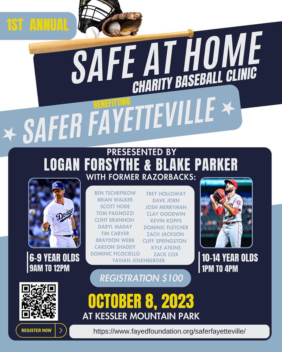 Arkansas Baseball Player Development (@hogsplayerdev) on Twitter photo A who's who of <a href="/RazorbackBSB/">Arkansas Baseball</a> greats are coming together right here in Fayetteville for a great cause โพ๏ธ
Join 20+ HOGS ๐๐ต๐ถ๐ ๐ฆ๐๐ป๐ฑ๐ฎ๐ for a chance to learn the game, have fun, and improve your skills all while supporting a great cause. bit.ly/3YX5fUg A who's who of <a href="/RazorbackBSB/">Arkansas Baseball</a> greats are coming together right here in Fayetteville for a great cause โพ๏ธ
Join 20+ HOGS ๐๐ต๐ถ๐ ๐ฆ๐๐ป๐ฑ๐ฎ๐ for a chance to learn the game, have fun, and improve your skills all while supporting a great cause. bit.ly/3YX5fUg