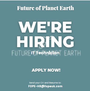 fope_uk's tweet photo. We’re hiring a new IT Technician. 

If you’re interested please send in your CV / Resume to FOPE-HR@fopeuk.con 

Please state the role your applying for. 

Due by 9th October https://t.co/mcZ32ZoPPU