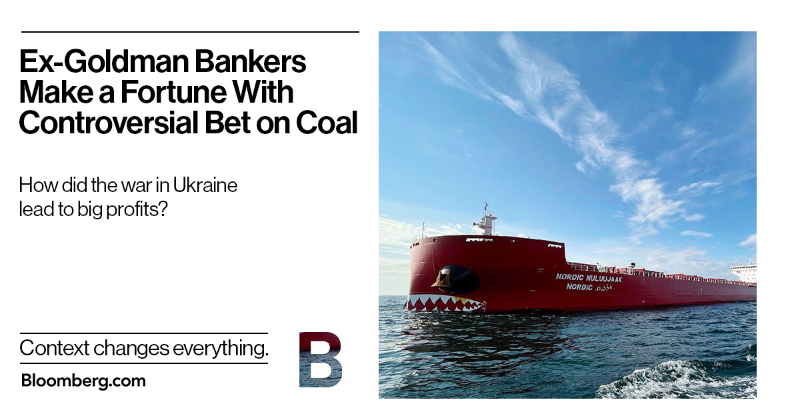 business's tweet photo. Two ex-Goldman Sachs bankers bet that coal isn’t going anywhere soon. That thesis built them a $1 billion business.