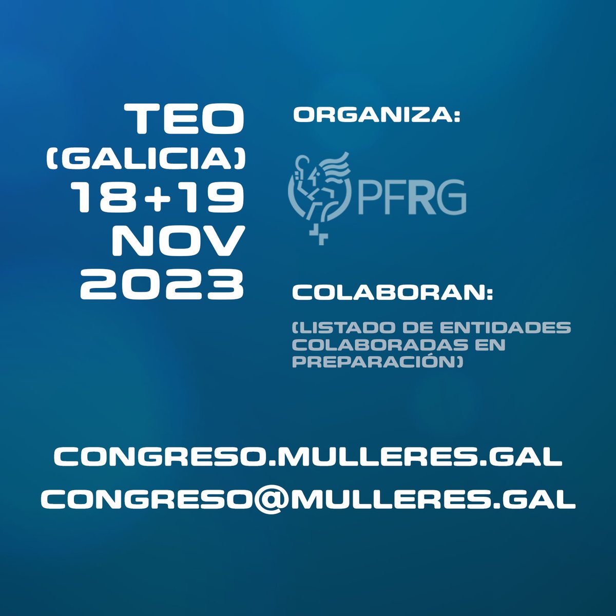 MulleresGal's tweet photo. Estamos emocionadas de anunciar el I Congreso Feminista Mulleres en Loita: Transhumanismo, deshumanización que normaliza la mercantilización de la mujer.

🗓18-19 Noviembre 2023
📍Teo (a 6 km de Santiago).

Iremos haciendo avances del programa en los próximos días! ✊️

#PFRG https://t.co/RrTpcW2FM8