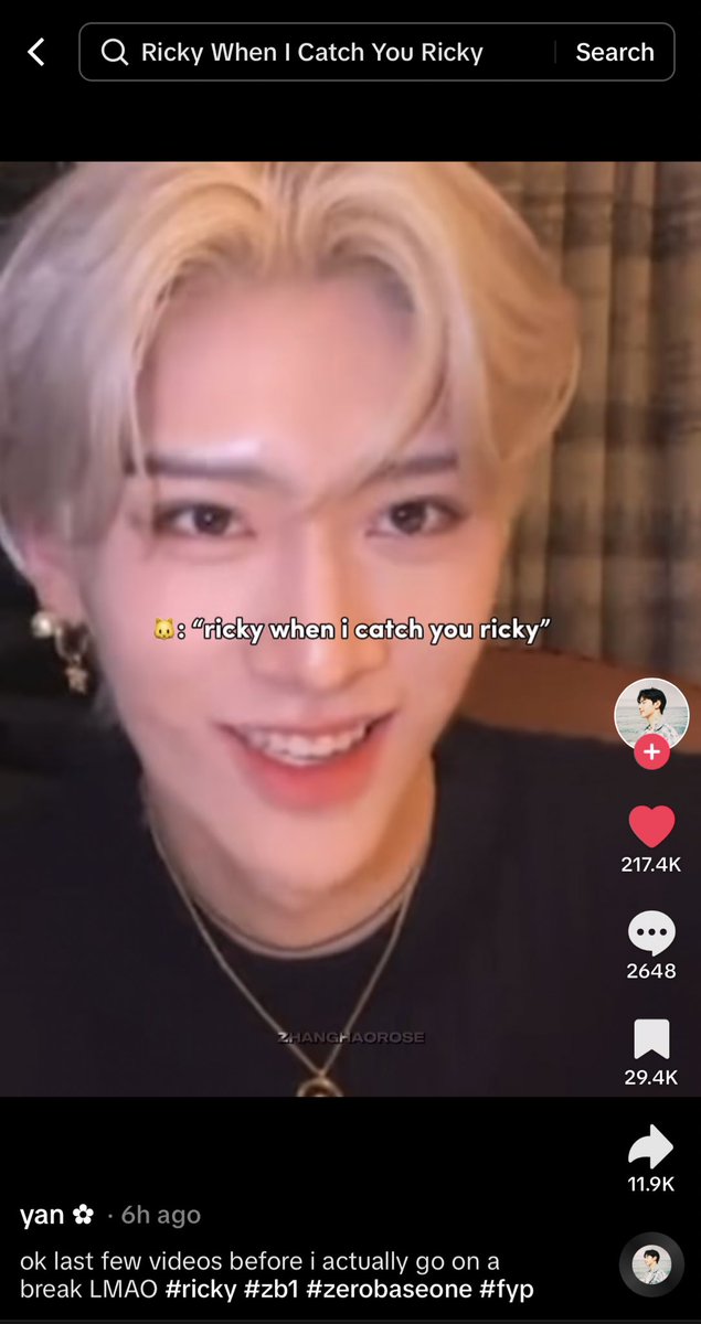 the ricky when i catch you ricky clip already having 200k likes on tiktok… 😭