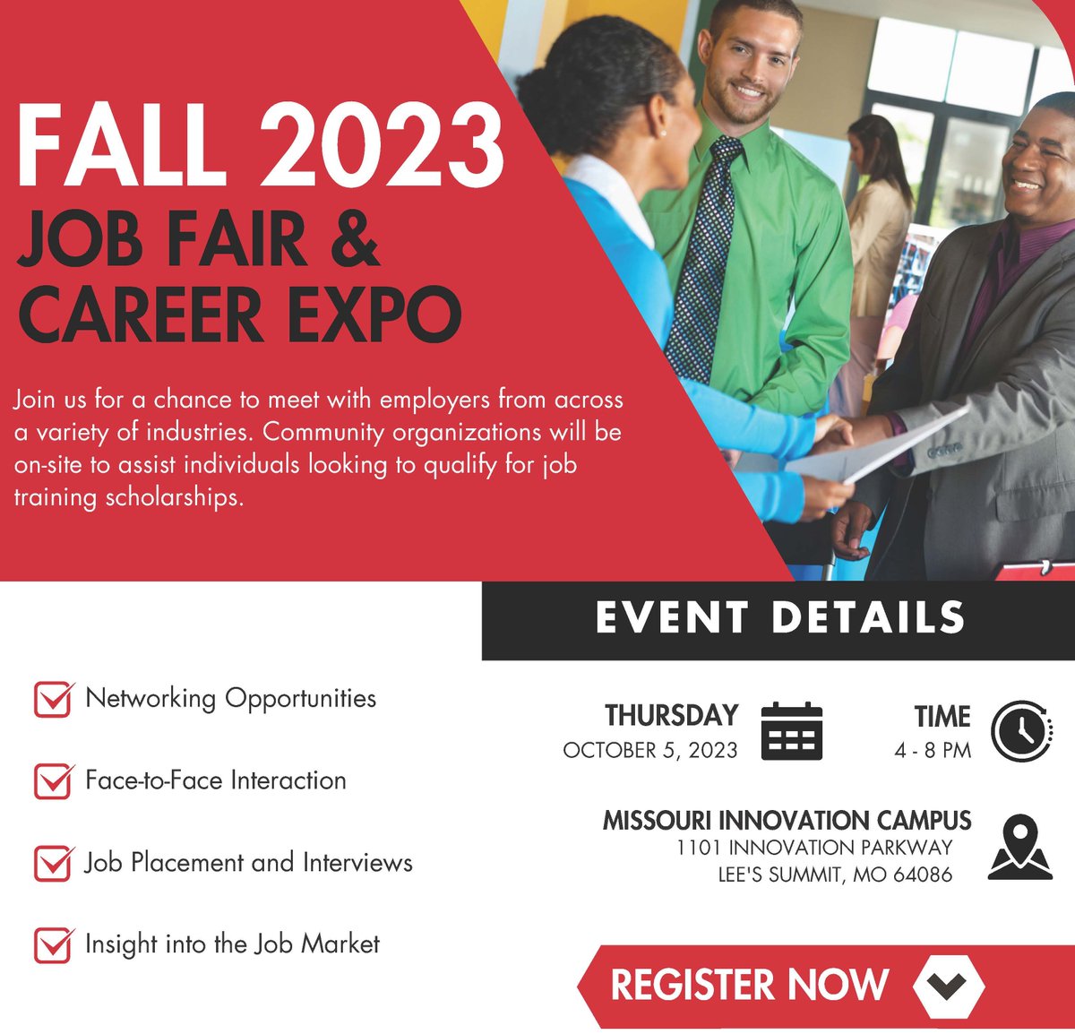 Plan to attend our Oct. 5 Job Fair &amp; Career Expo to get a new job or begin training for a new career. Learn if you qualify for debt-free scholarships. Talk to UCM workforce experts. Drawings for prizes. #ChaseYourDreams