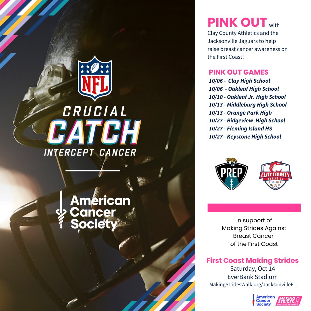 oneclaysports's tweet photo. 🎀 Join us for an incredible night of support and awareness! Our #PinkOutGames for Breast Cancer Awareness are just around the corner. Let's unite in pink and make a difference.
Huge s/o to @Jaguars PREP and ACS for their partnership!
👨💻 @noahw_visuals https://t.co/UbSbhrYtKt