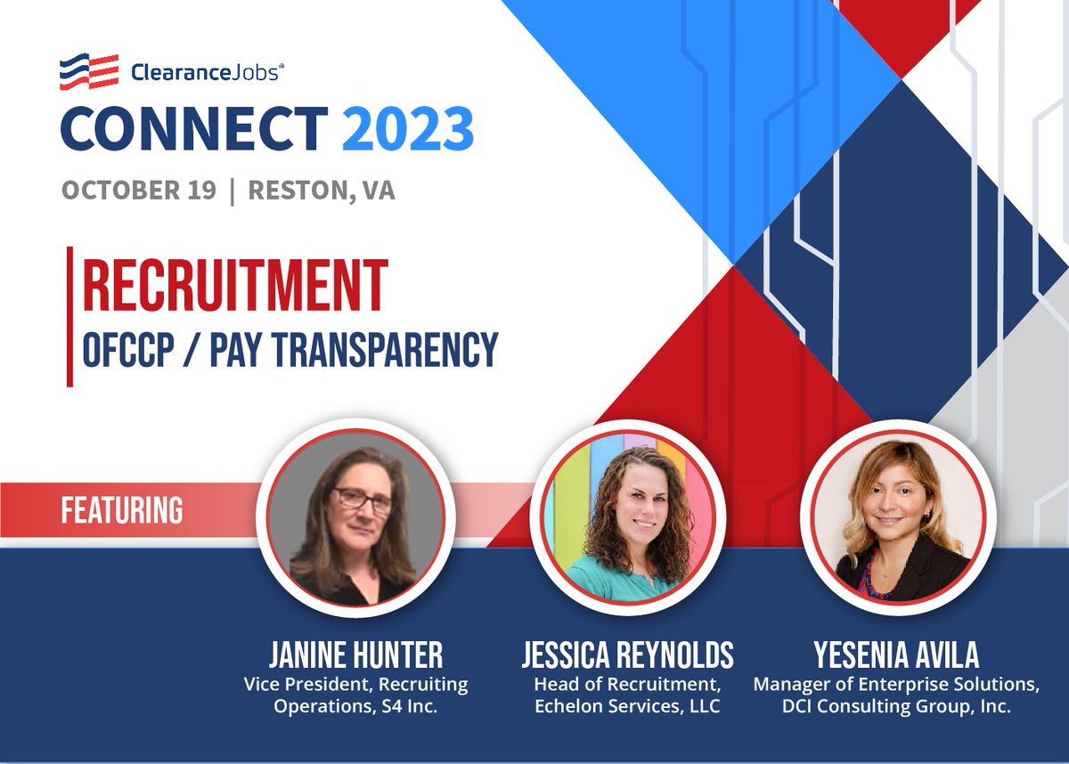 s4inc's tweet photo. S4 Inc.’s Janine Hunter, VP of Recruiting, will be speaking at @ClearanceJobs Connect 2023 on 10/19! Janine will be part of a panel discussion about OFCCP and Pay Transparency. Learn more at https://t.co/yxUth8srPE #S4Inc #clearedrecruiting #OFCCP #Recruiting https://t.co/9bwfGj52ra