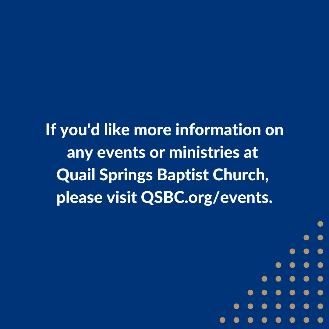 Here's a look at some key events coming up at Quail Springs Baptist Church in October. Check out qsbc.org/events to learn more!