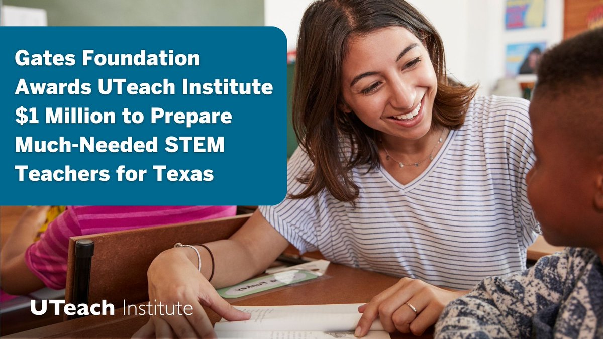 The UTeach Institute (@uteachinstitute) on Twitter photo 🎉Big news! The <a href="/gatesfoundation/">Gates Foundation</a> has awarded the UTeach Institute $1 million to pilot an expansion of <a href="/UTeachForTexas/">UTeachForTexas</a>, an accelerated teacher prep program for STEM degree holders. We are thrilled to work with <a href="/UHteachHOUSTON/">teachHOUSTON</a> for the pilot!
Read more➡️bit.ly/3RZV4wX 🎉Big news! The <a href="/gatesfoundation/">Gates Foundation</a> has awarded the UTeach Institute $1 million to pilot an expansion of <a href="/UTeachForTexas/">UTeachForTexas</a>, an accelerated teacher prep program for STEM degree holders. We are thrilled to work with <a href="/UHteachHOUSTON/">teachHOUSTON</a> for the pilot!
Read more➡️bit.ly/3RZV4wX