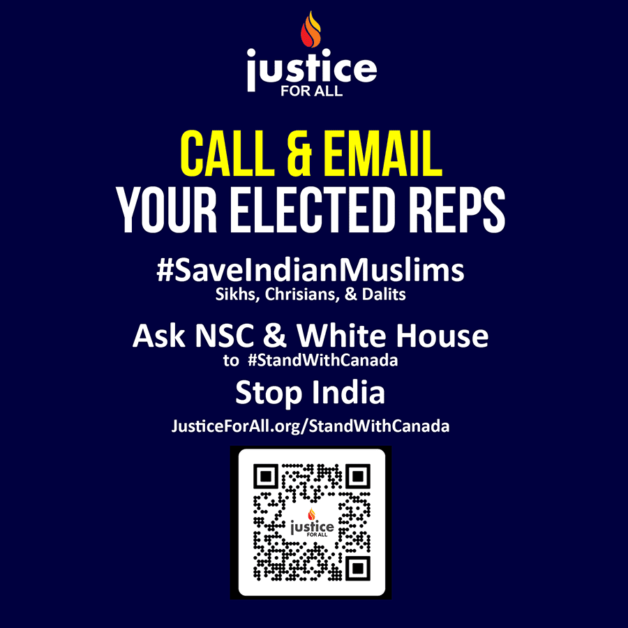 SaveIndiaOrg's tweet photo. Canada has taken a stand against India. The US must stand with Canada.
Please visit https://t.co/1kuim49as5 to email or call your elected representatives.
#StandWithCanada #StopIndia #SaveIndianMuslims https://t.co/G8bNAcDTHf