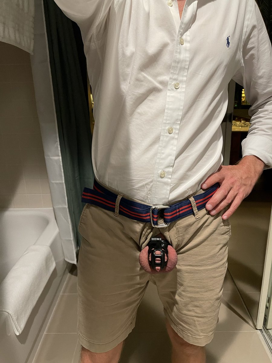 Did I just come from the country club…maybe, but don’t judge a book by its cover. Caged with a nice fat plug stuck up my hole…who’d have guessed.