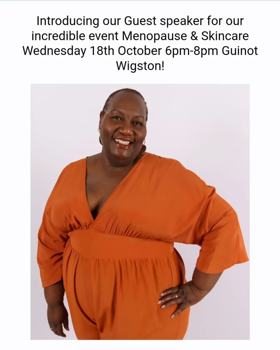 Looking forward to guest speaking at this @guinotwigston event on World Menopause Day 18th Oct.

Proud to be a Menopause Ambassador in my personal and professional life. 

#worldmenopauseday
#menopause #menopauseambassador
#menopausejourney