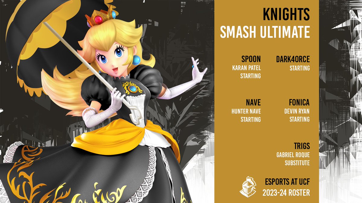 ⚔️ Super Smash Bros Ultimate 2023-24 Rosters ⚔️

Join us in welcoming our UCF Knights roster:
<a href="/SpoonCFL/">Spoon (Karan)</a>
Dark4orce
<a href="/Hunter_Nave/">Hunter Navé</a>
<a href="/SgrFonica/">Fonica</a>
<a href="/trigs0/">Trigs</a>
