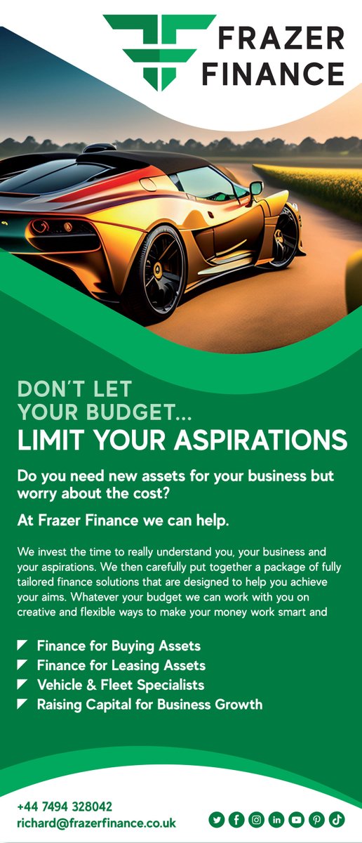 Helping companies maximise their potential is what we do by funding the large purchases. Want to buy a large metal THING speak to us 
#WorcestershireHour

bit.ly/3o5tMrP 
#assetfinance #frazerfinance <a href="/frazerr1/">Richard Frazer - Finance & Networking</a>