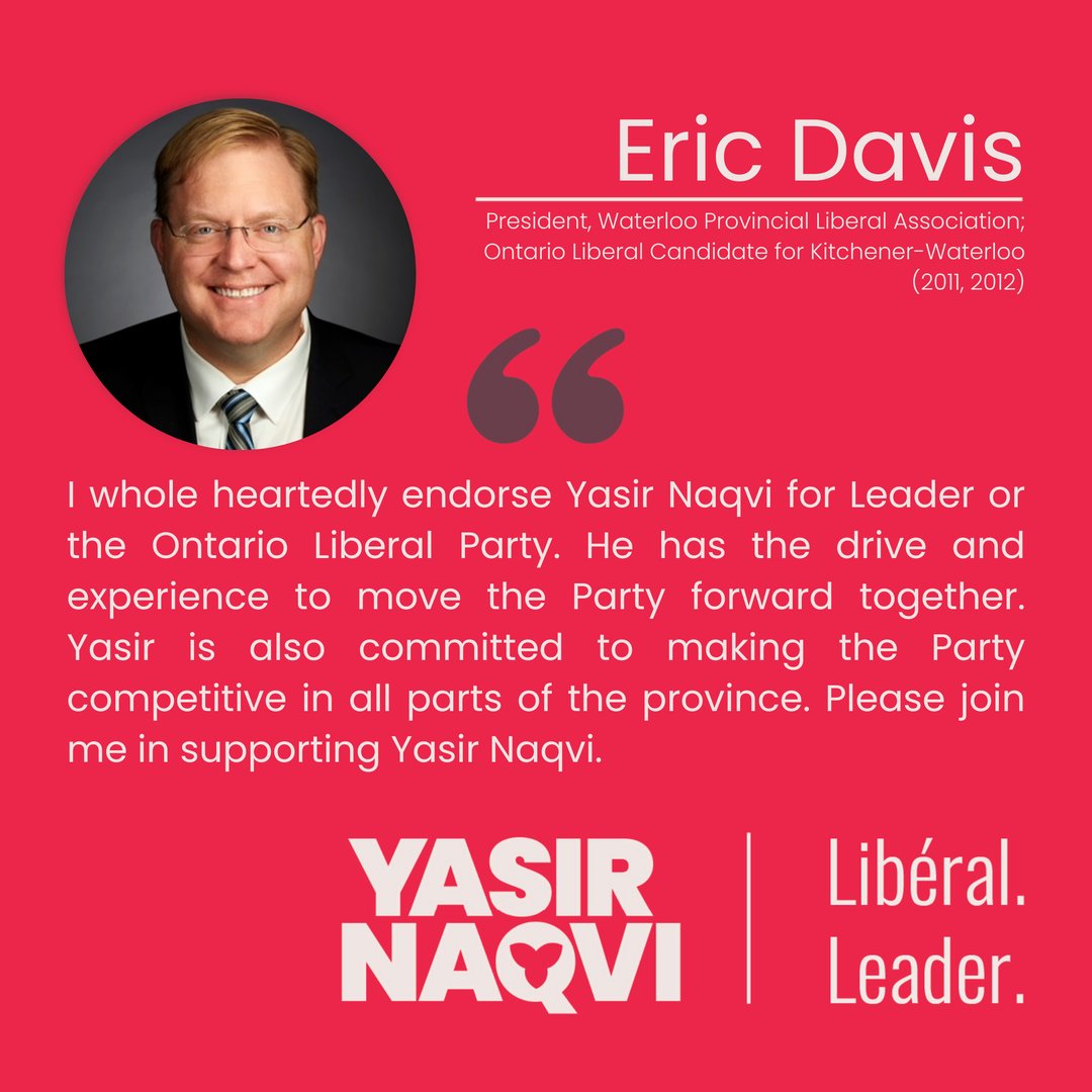 YasirNaqviCDN's tweet photo. Every riding in Ontario is important. As Eric knows, I always show up and listen to the real concerns of all Ontarians, regardless of where they live in our province -- north, south, east or west.  

Thank you for your support, Eric! https://t.co/77j5vzCL26