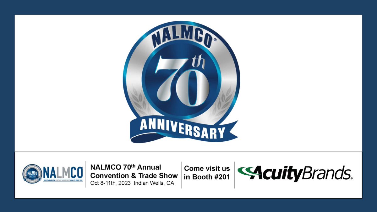 Check us out at NALMCO's 70th Annual Convention and Trade Show nn Oct 8 -11th at Booth 201 in Indian Wells, CA. Don't miss our sponsored cocktail reception on Monday Oct 9 at 6pm! Hope to see you there! #AcuityBrands #LightingSolutions #Training #NALMCO  
bit.ly/3sYllRu