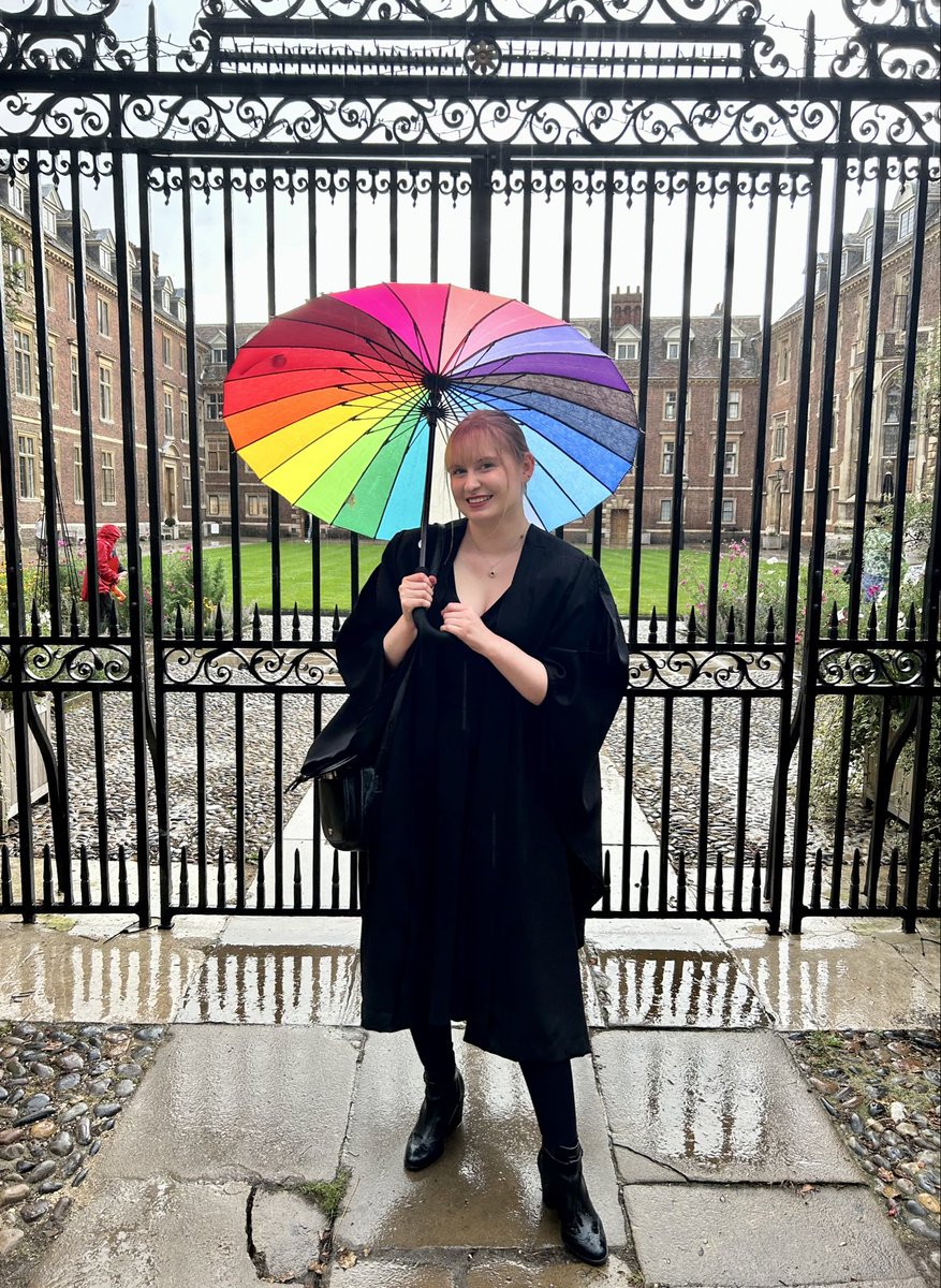 Just popping back briefly to share a proud mum moment - the daughter matriculated in the rain today before starting her MPhil in Early Modern History @Catz_Cambridge. Think my rainbow brolly adds a cheerful touch!