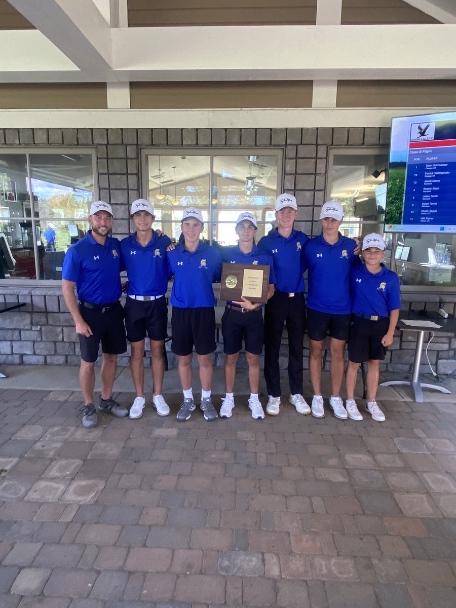 MECSDathletics's tweet photo. 🚨2023 Section IV Class A Golf Champions!🚨Congratulations!! @MECSDSpartans @MESpartan300 @VanFossenJason @MGeraldWilson @EricaStaiger @tballard0016 @STACscores @Sect4Athletics @bc_sportsreport #GOSPARTANS https://t.co/2AWHRL9iw6