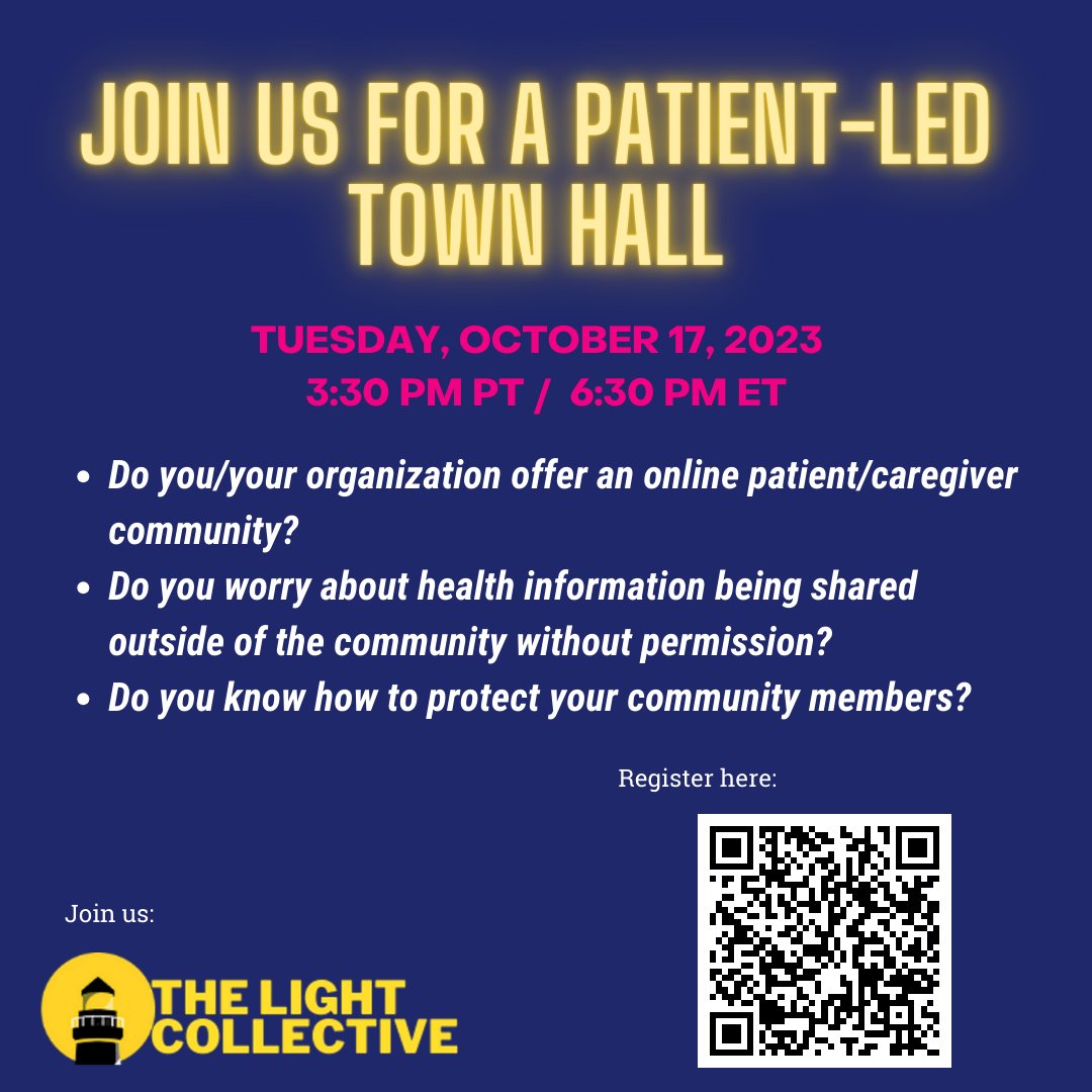 It's #CybersecurityAwarenessMonth. Join us October 17th for a patient-led town hall about the safety, rights, and privacy of our online communities.