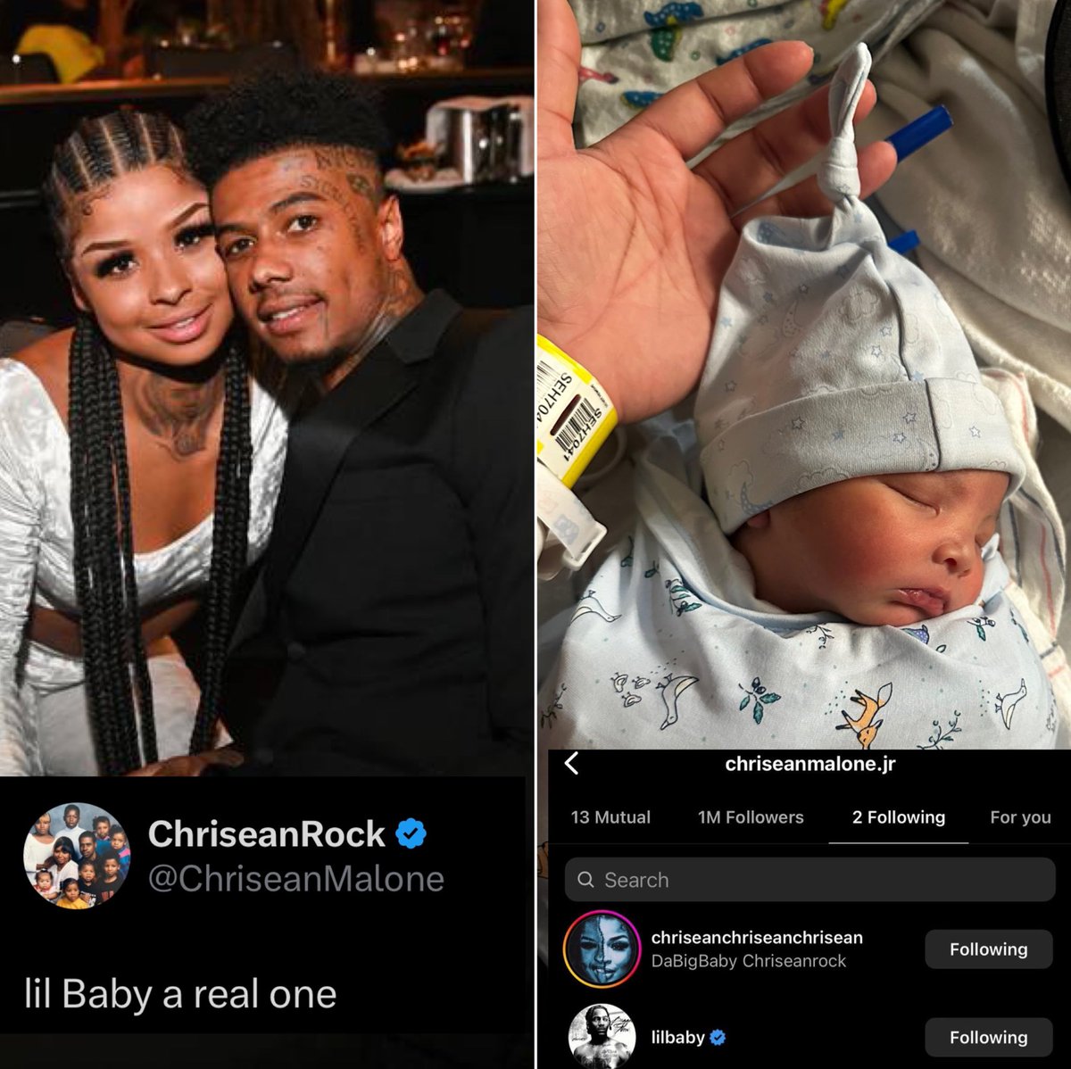 mymixtapez's tweet photo. Chrisean &amp; Blueface’s son only follows Lil Baby &amp; Chrisean 😳 https://t.co/QTIxzCirWO