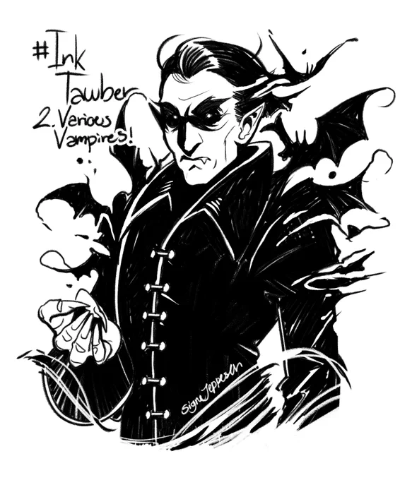 2nd day of #inktawber : Various Vampires!🦇 