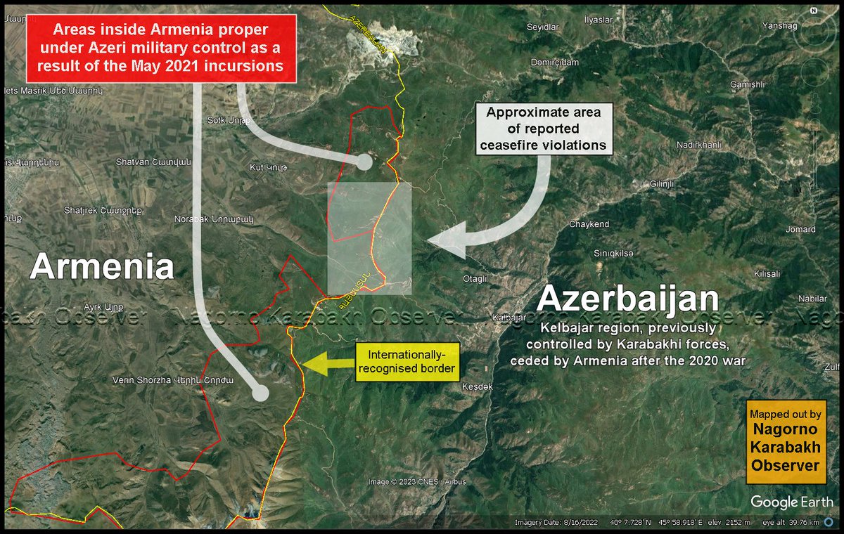 NKobserver's tweet photo. BREAKING - Armenia now reports 1 killed, 2 injured from the below-mentioned incident along the border with Azerbaijan. Vehicle delivering food to positions reportedly targeted, as well as an ambulance. 

Source: https://t.co/tK4KkQJDSm https://t.co/3cQnQ8x2Yj