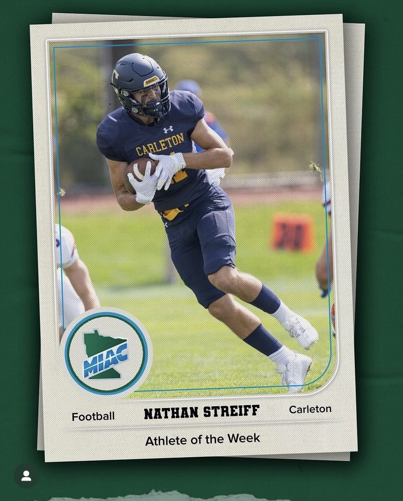 CarletonFB's tweet photo. A clean sweep! π§Ήπ§Ήπ§Ή
3οΈβ£ Knights take home βPlayer of the Weekβ awards following the 36-35 W over Concordia! #KeepStackin https://t.co/oDa1egiBLT