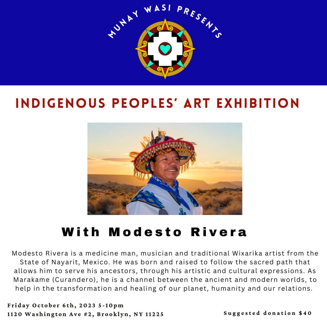 CompoundCowork's tweet photo. We are so looking forward to hosting this Indigenous Peoples' Art Exhibition with @munaywasi_ny this Friday, October 6th, featuring the work of @mayalazzaro and Modesto Rivera. It will be an evening of cultural exchange with indigenous leaders, artists and elders. https://t.co/LZoGAnD72L