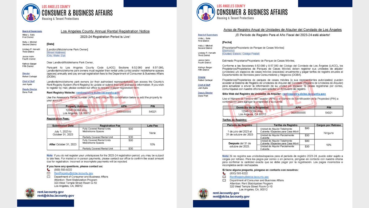 LACDevAuthority's tweet image. Have you received a Rent Registration letter ✉ in the mail 📪regarding your rental property in unincorporated Los Angeles County? Visit dcba.lacounty.gov/newsroom/what-… to see what you do next. #RentRegistry #Landlords #RealProperty #LACounty